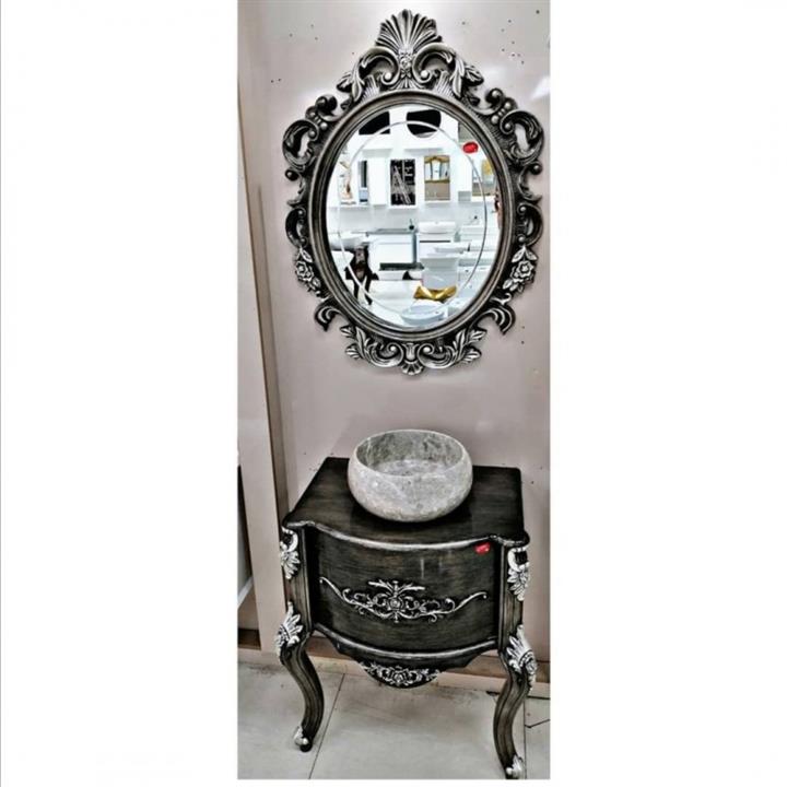 رو‌شویی کابینتی 6045 نوک مدادی کلاسیک با سنگ طبیعی طوسی